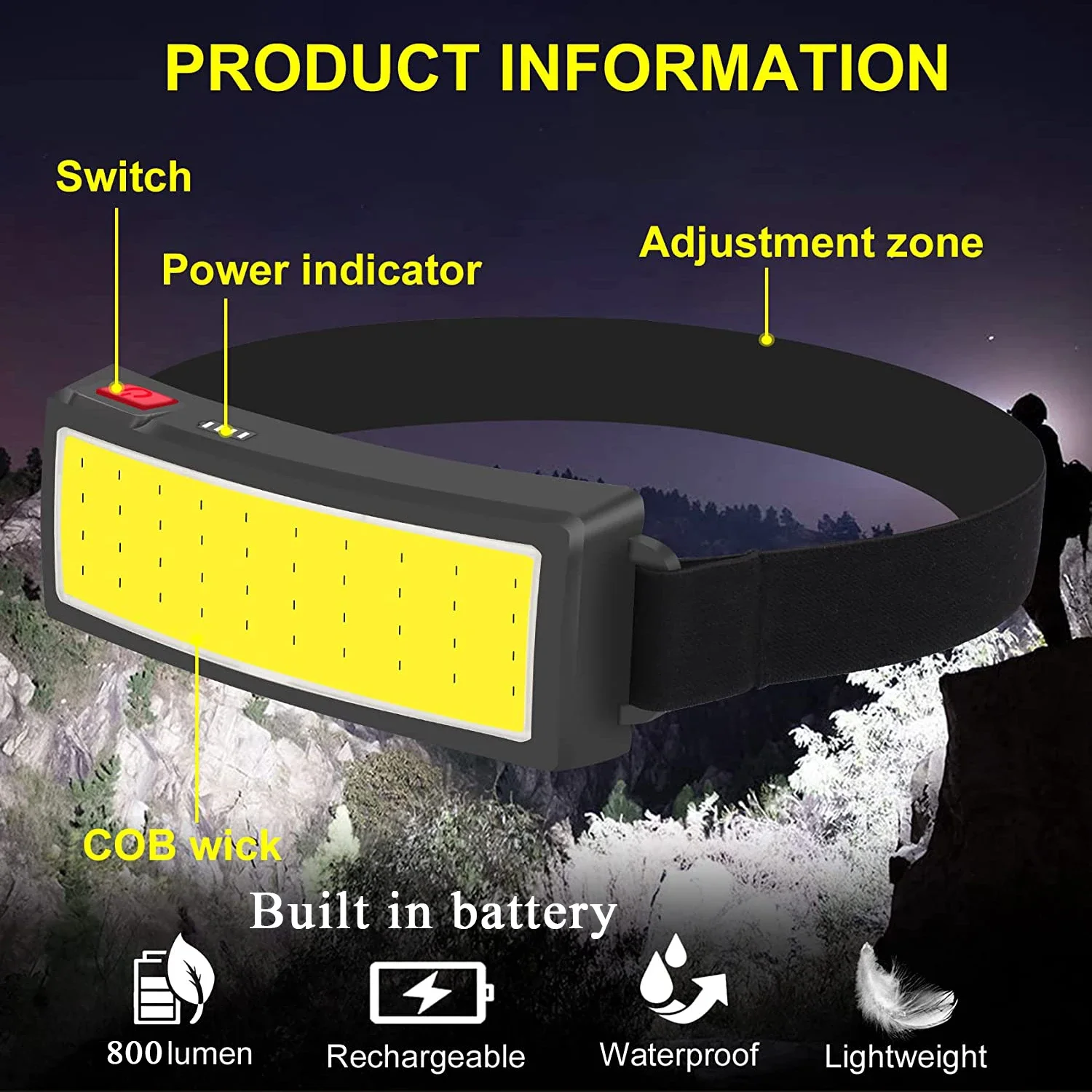 COB 휴대용 LED 헤드라이트 야외 헤드라이트 내장  - Outdoor Hunting And Fishing 리뷰 및 가격