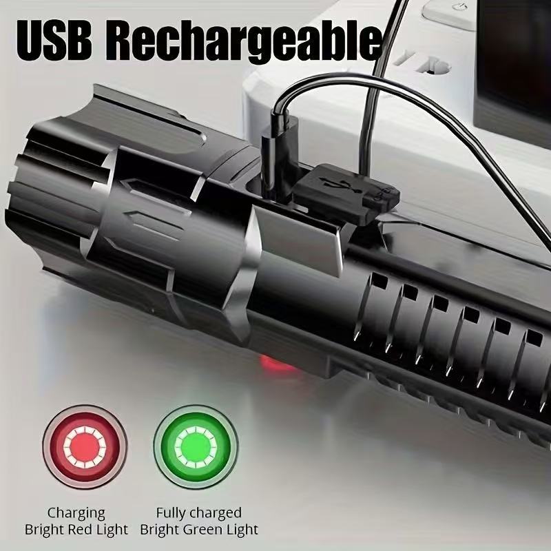 새로운 고출력 LED 손전등 USB 충전식 토치 내장  - Outdoor Hunting And Fishing 리뷰 및 가격