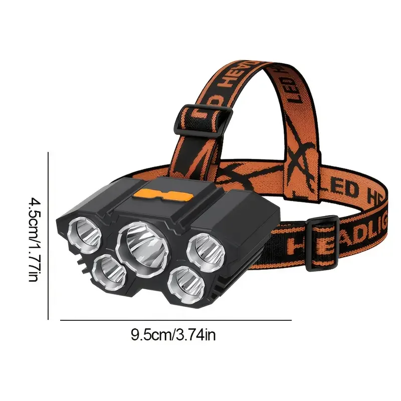 배터리가 내장된 휴대용 5LED 야외 헤드램프, 충전식 - Outdoor Hunting And Fishing 리뷰 및 가격